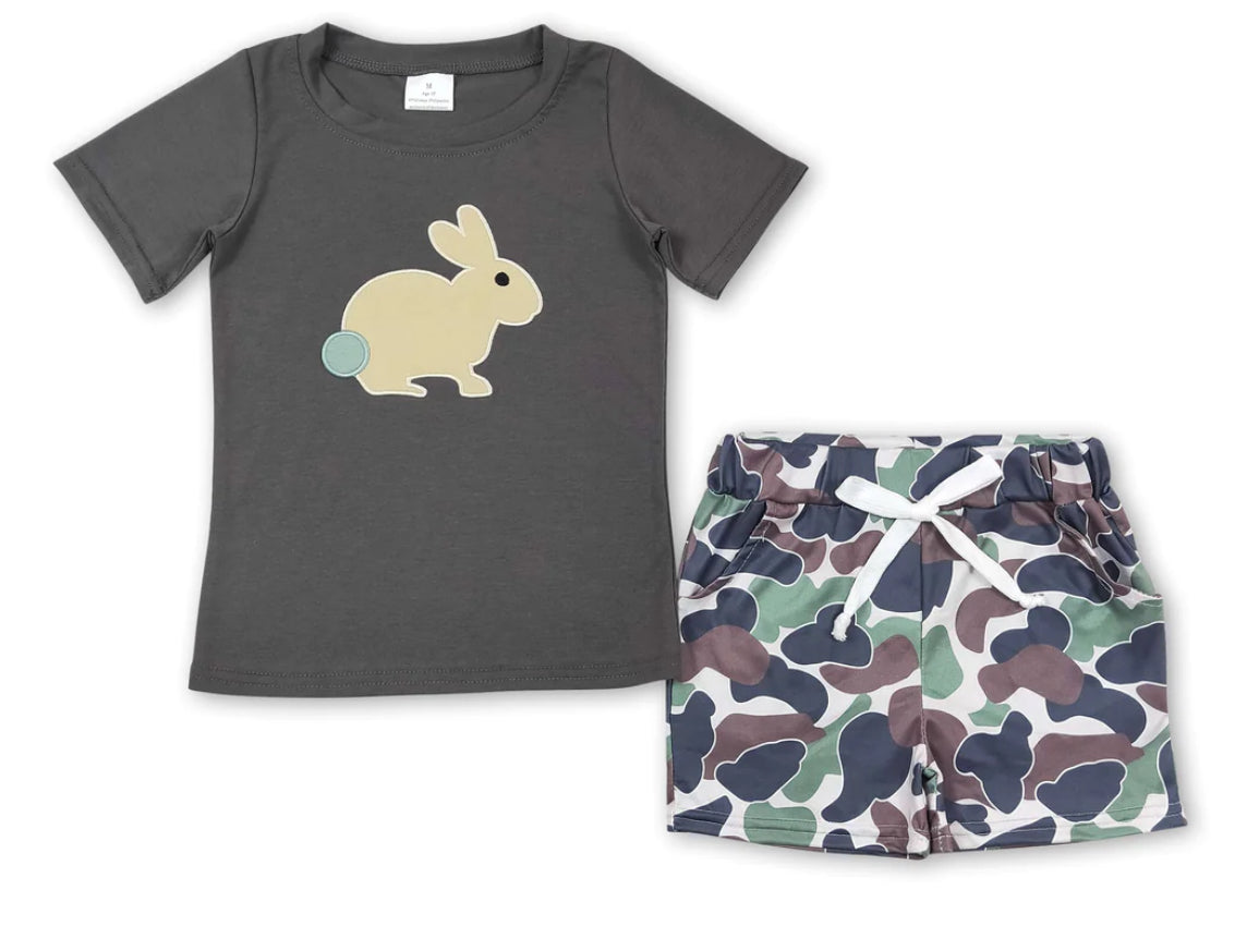 Bunny Appliqué Camo Boys outfit
