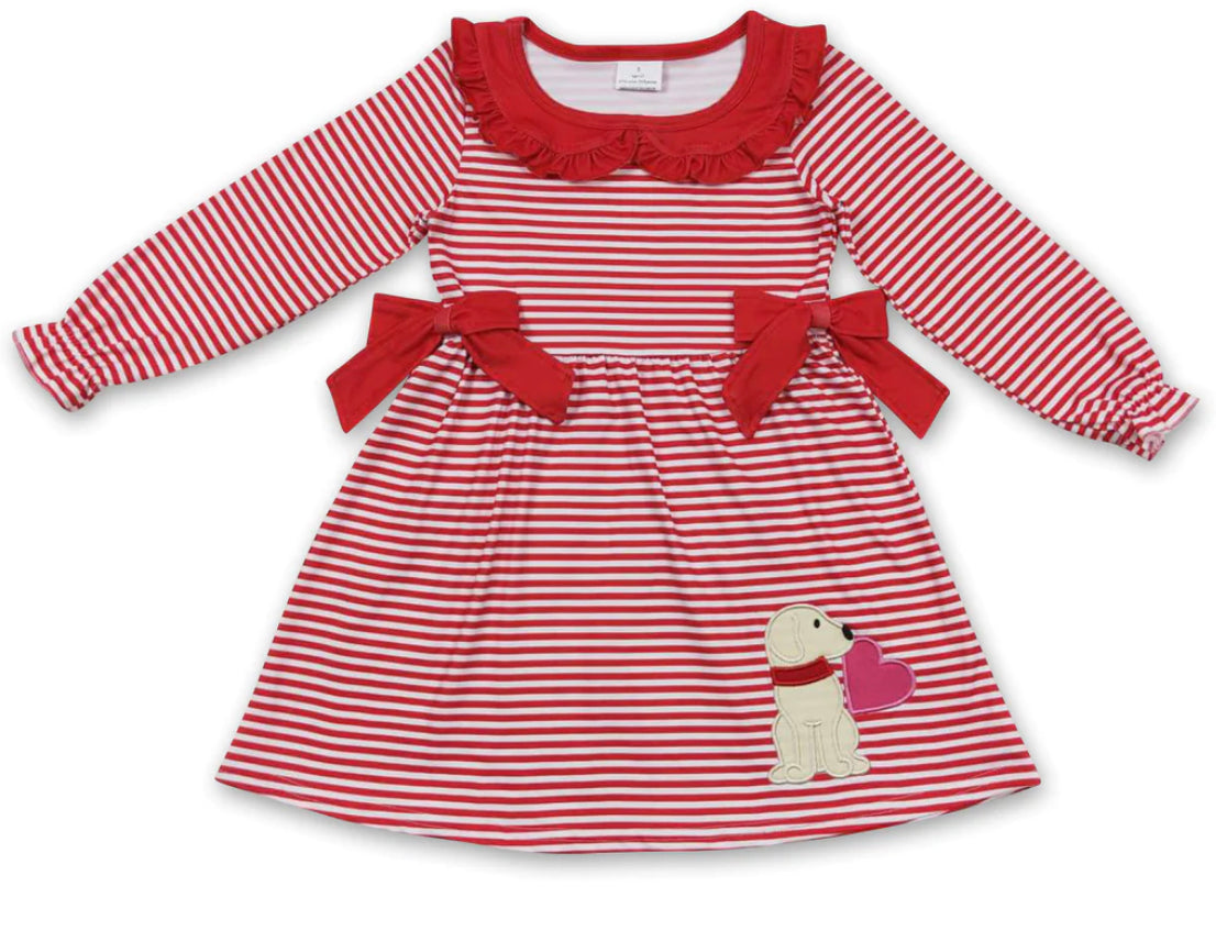 Dog heart red stripe Valentine’s dress