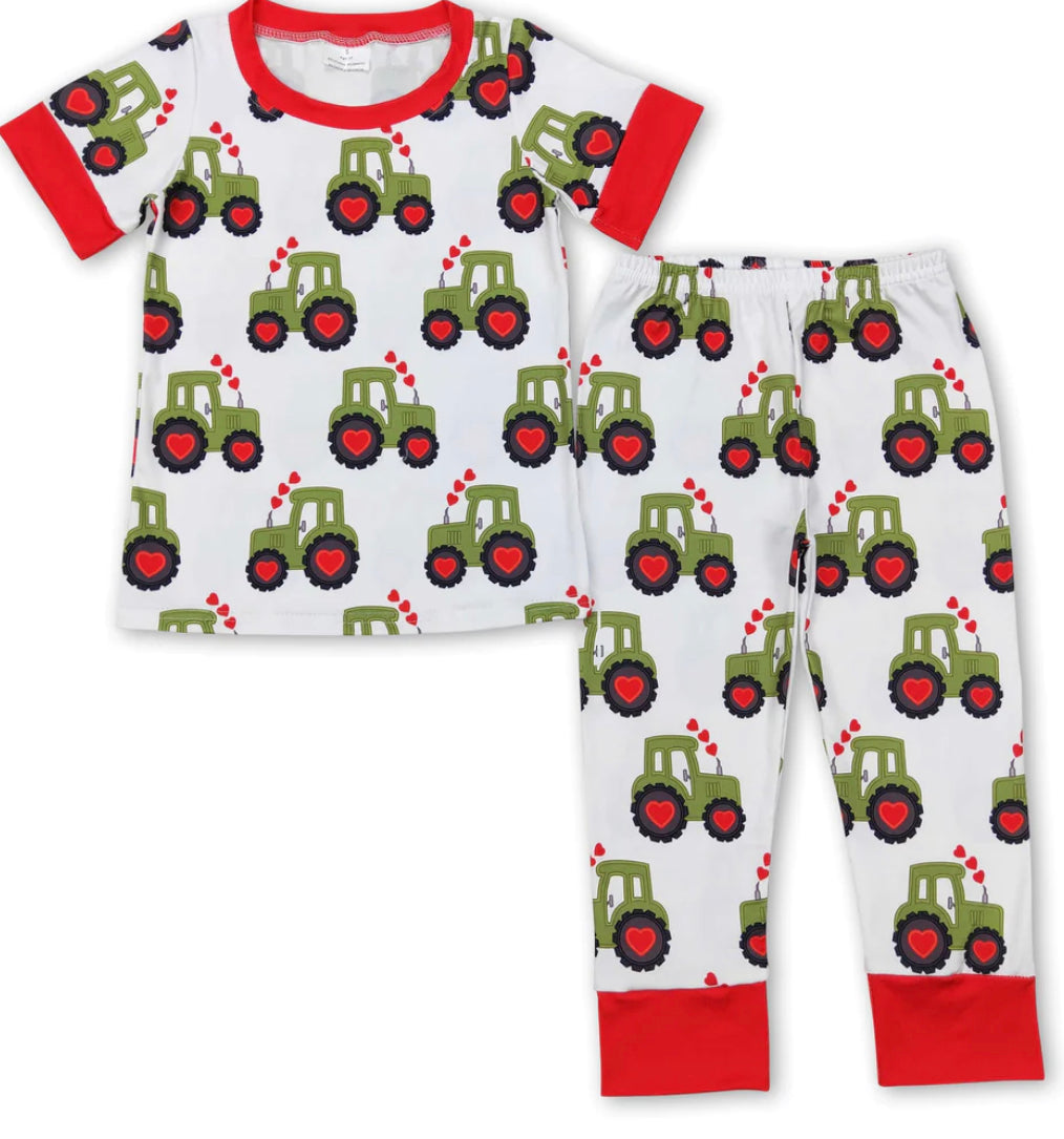 Heart tractor Valentine’s Pajamas