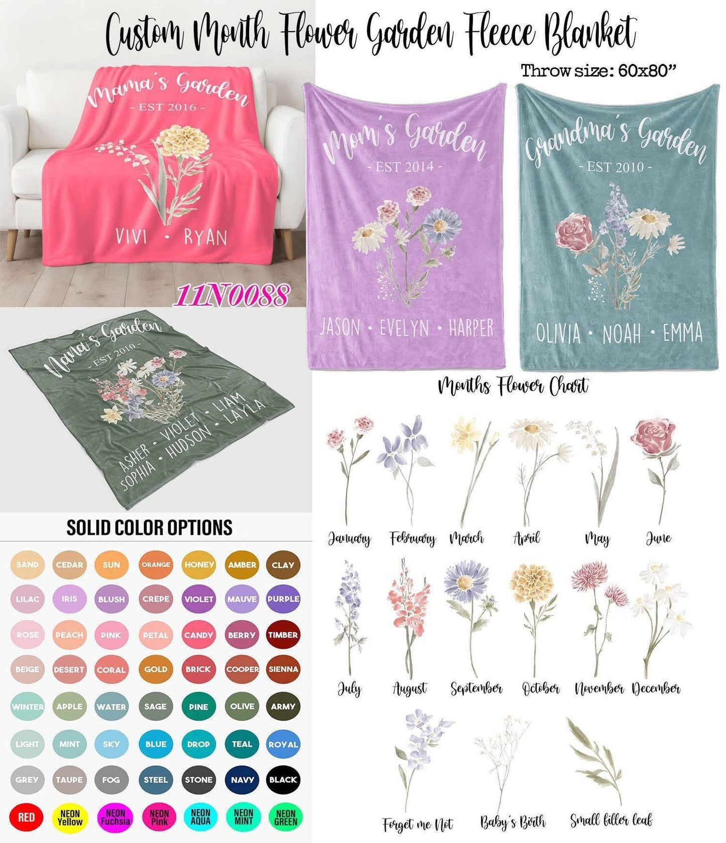 Flower Garden Fleece Blanket