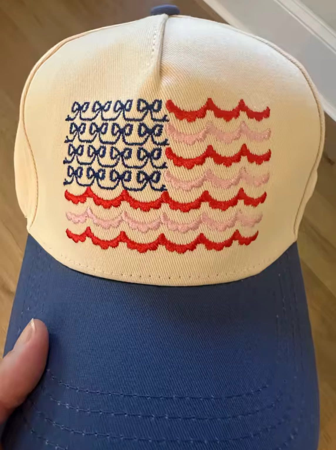Embroidered bow flag hats