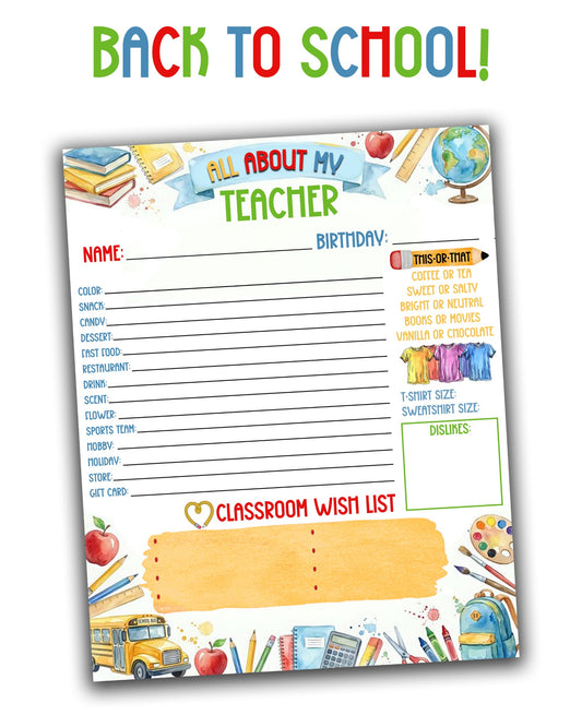 All about my teacher digital copy