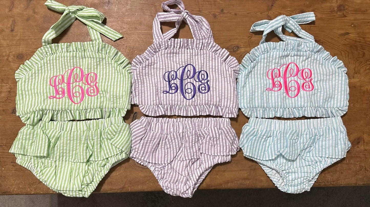 Seersucker Bathing suit Girls
