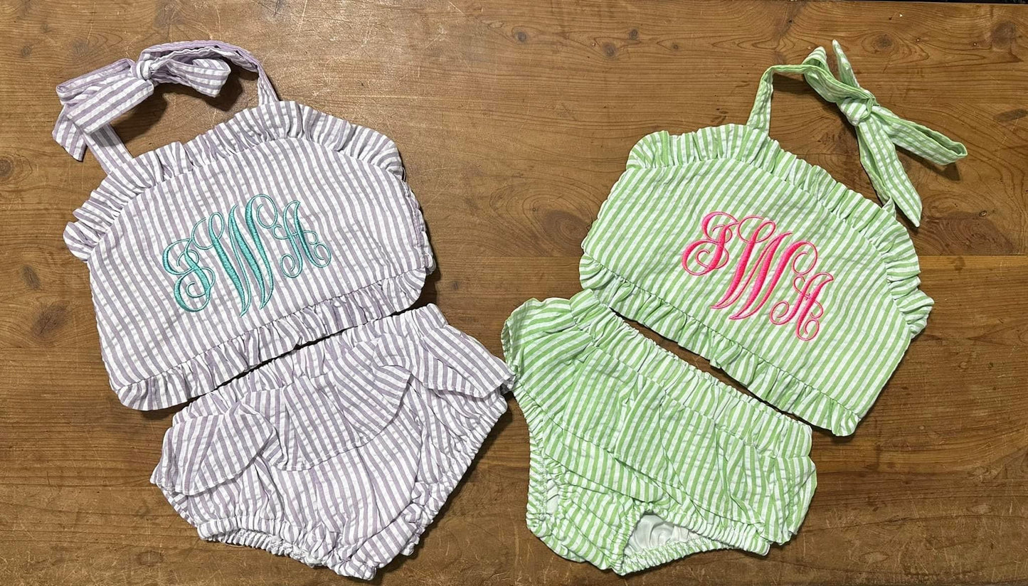 Seersucker Bathing suit Girls