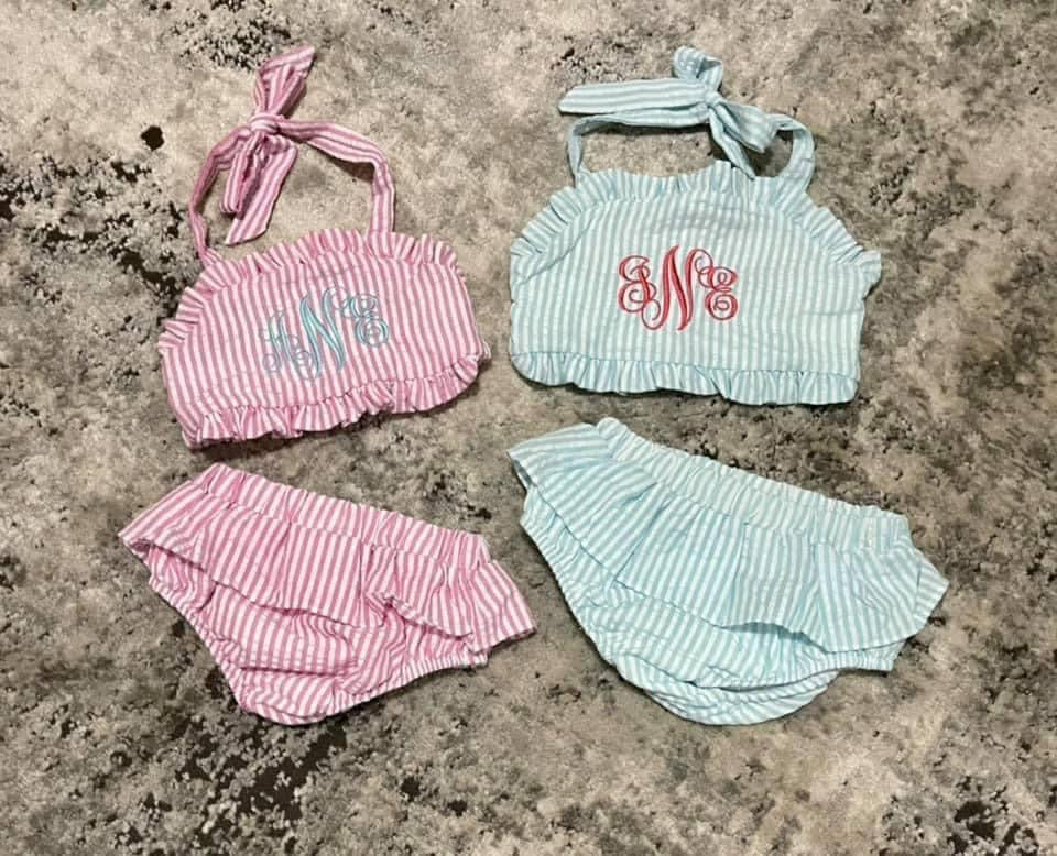Seersucker Bathing suit Girls