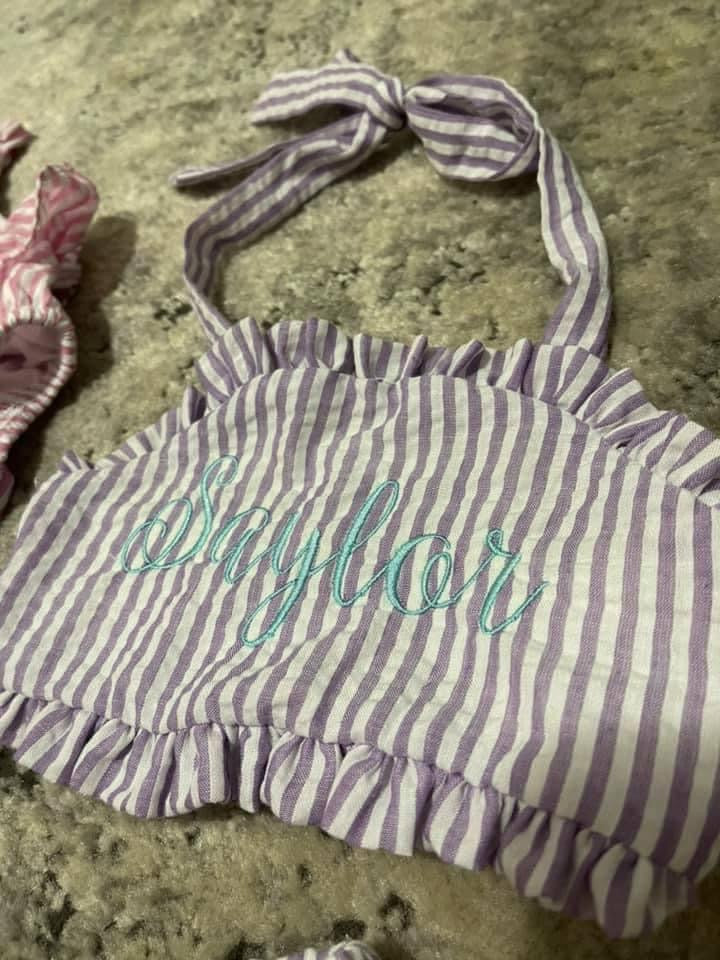 Seersucker Bathing suit Girls