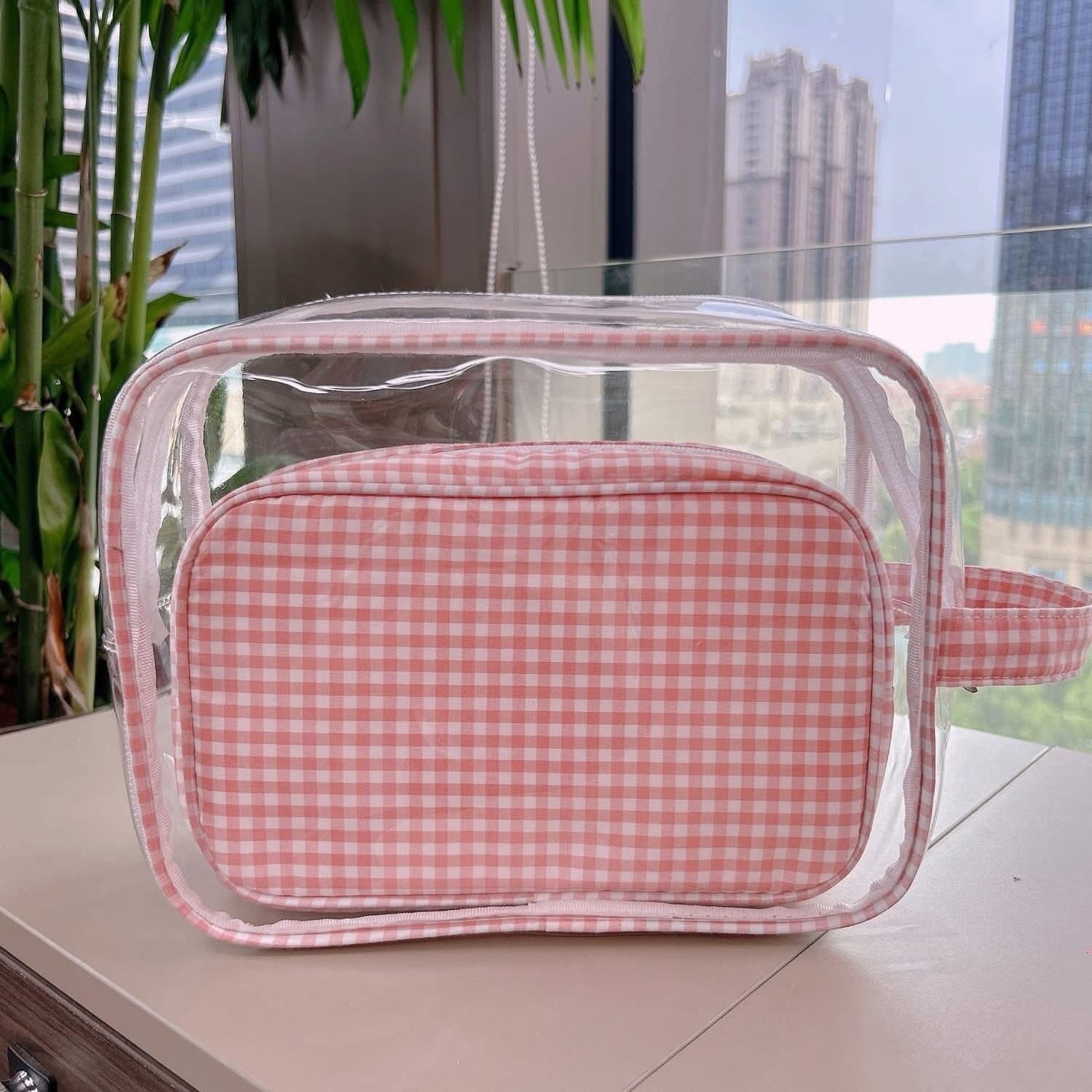 Two piece gingham bag set