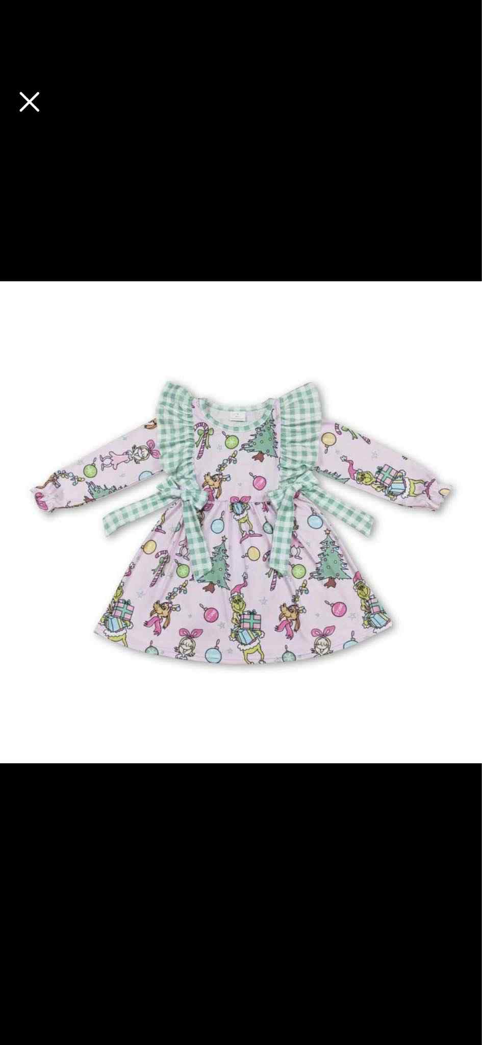 Pink and green bow dress