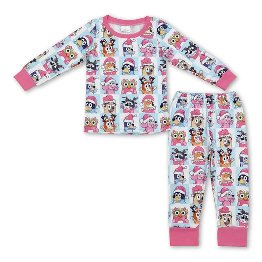 Blue dog pink pajamas