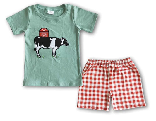 Cow plaid two piece