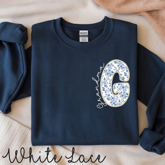 Chinoiserie Personalized Initial Pocket Crewneck