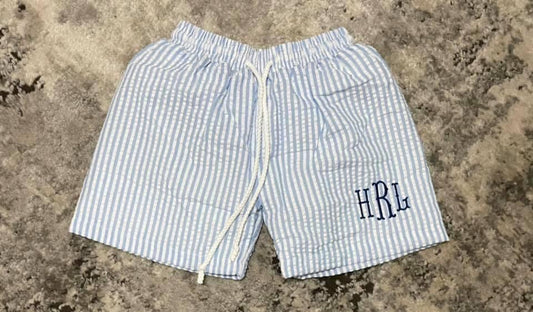 Seersucker swim trunks