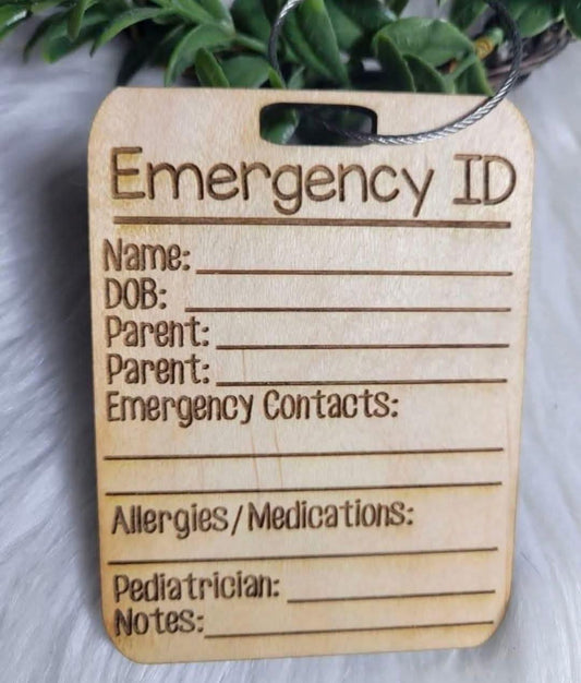 Child emergency ID Car seat Tags