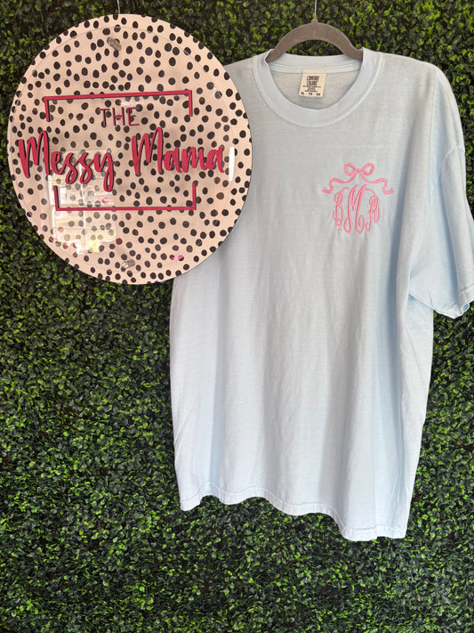 Bow monogram tee