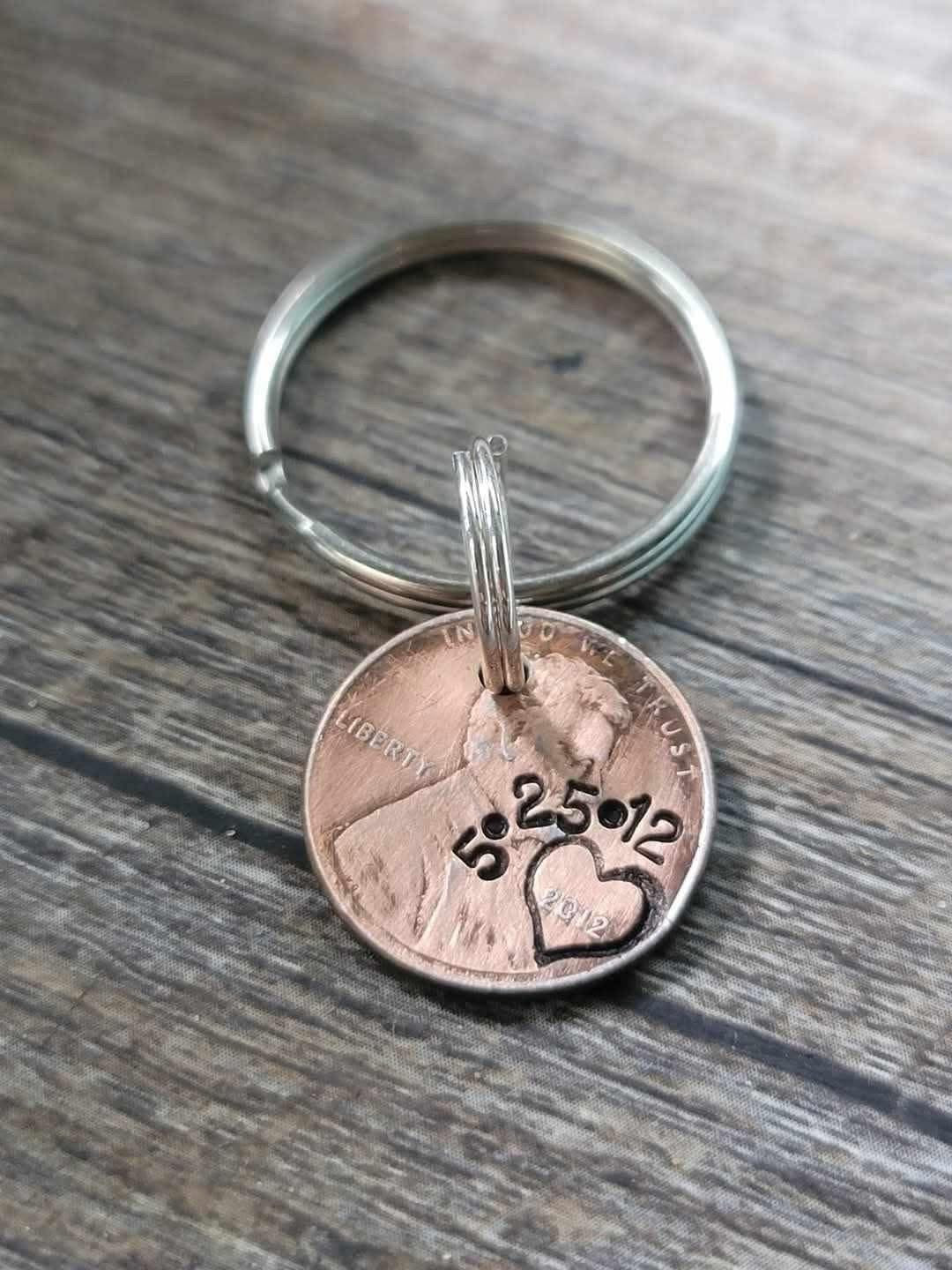 Heart penny keychain