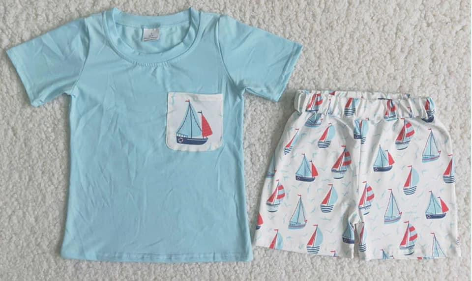 Sail boat boys two piece set