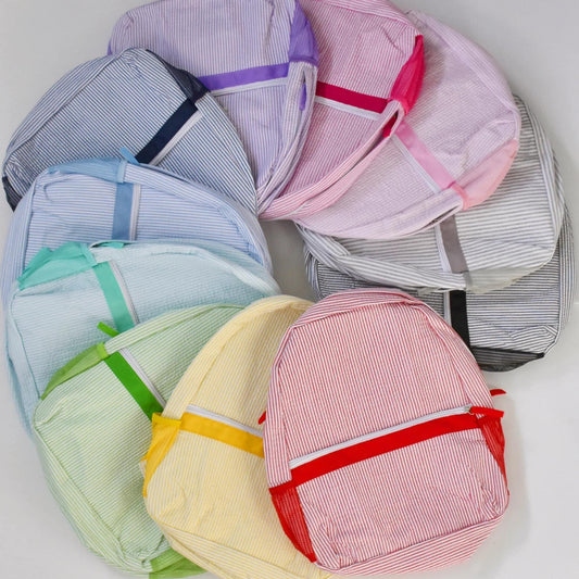 Toddler size seersucker backpack