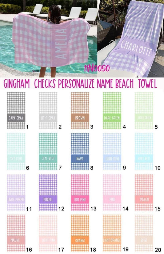 Gingham Name Towel