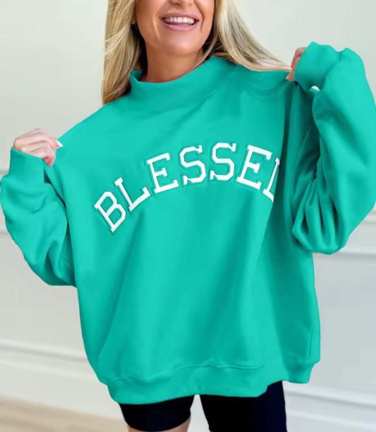 Sea Green Mock Neck Sweatshirt