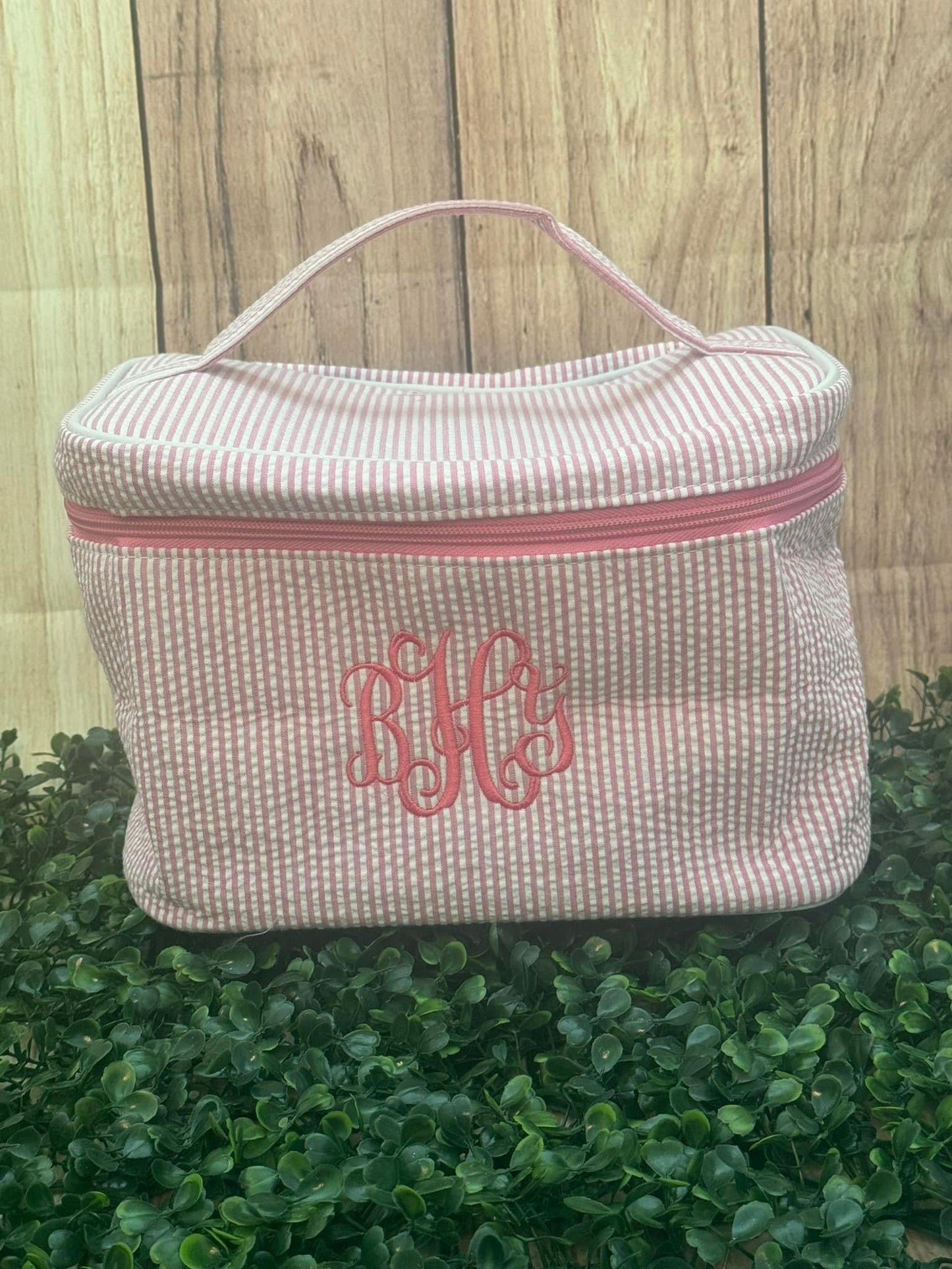 Seersucker makeup bags