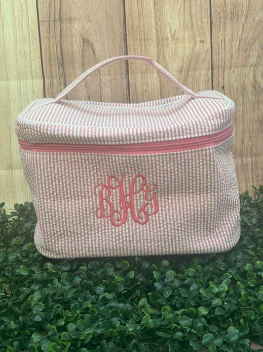 Seersucker makeup bags