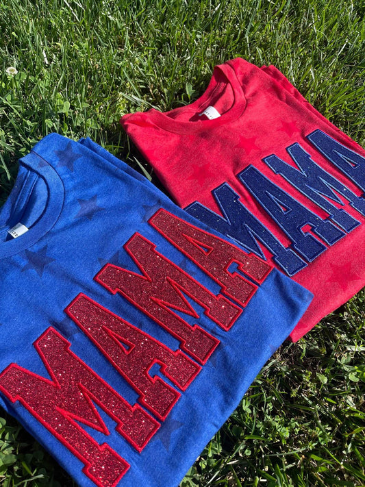 Red or Royal Star Glitter Tee