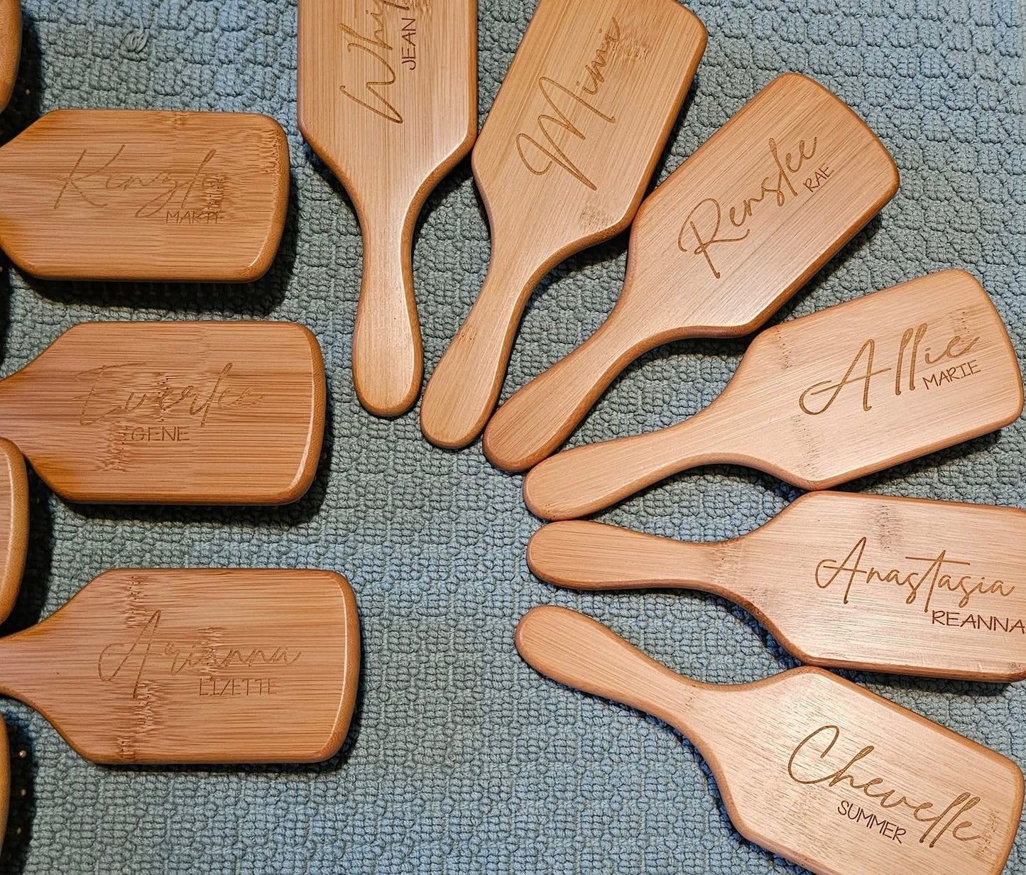 Engraved wooden brush