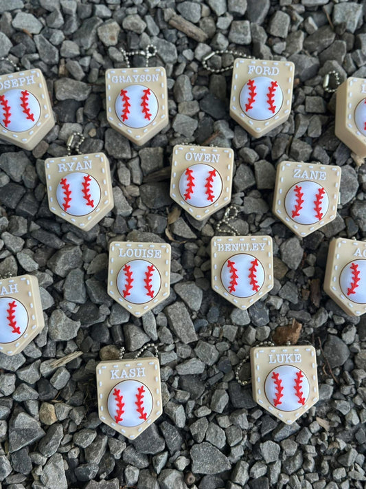 Custom home plate clicker key chains