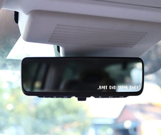 Rear view mirror decals