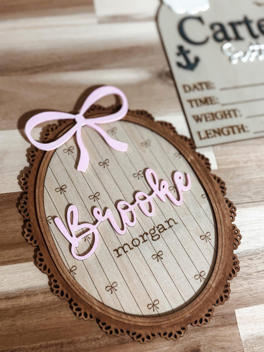 Baby name announcement sign