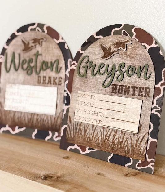 Baby boy announcement sign