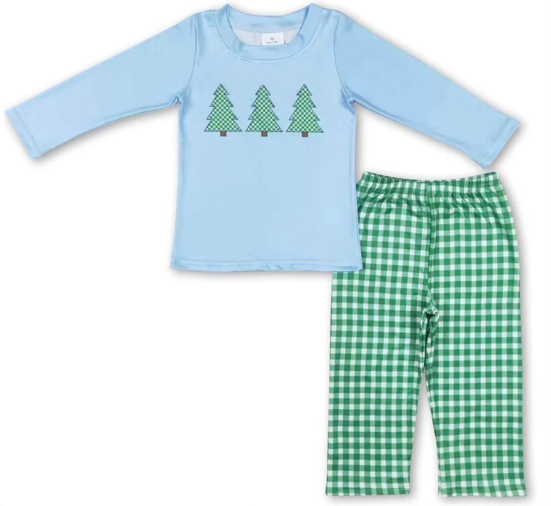 Gingham Christmas Tree two piece set