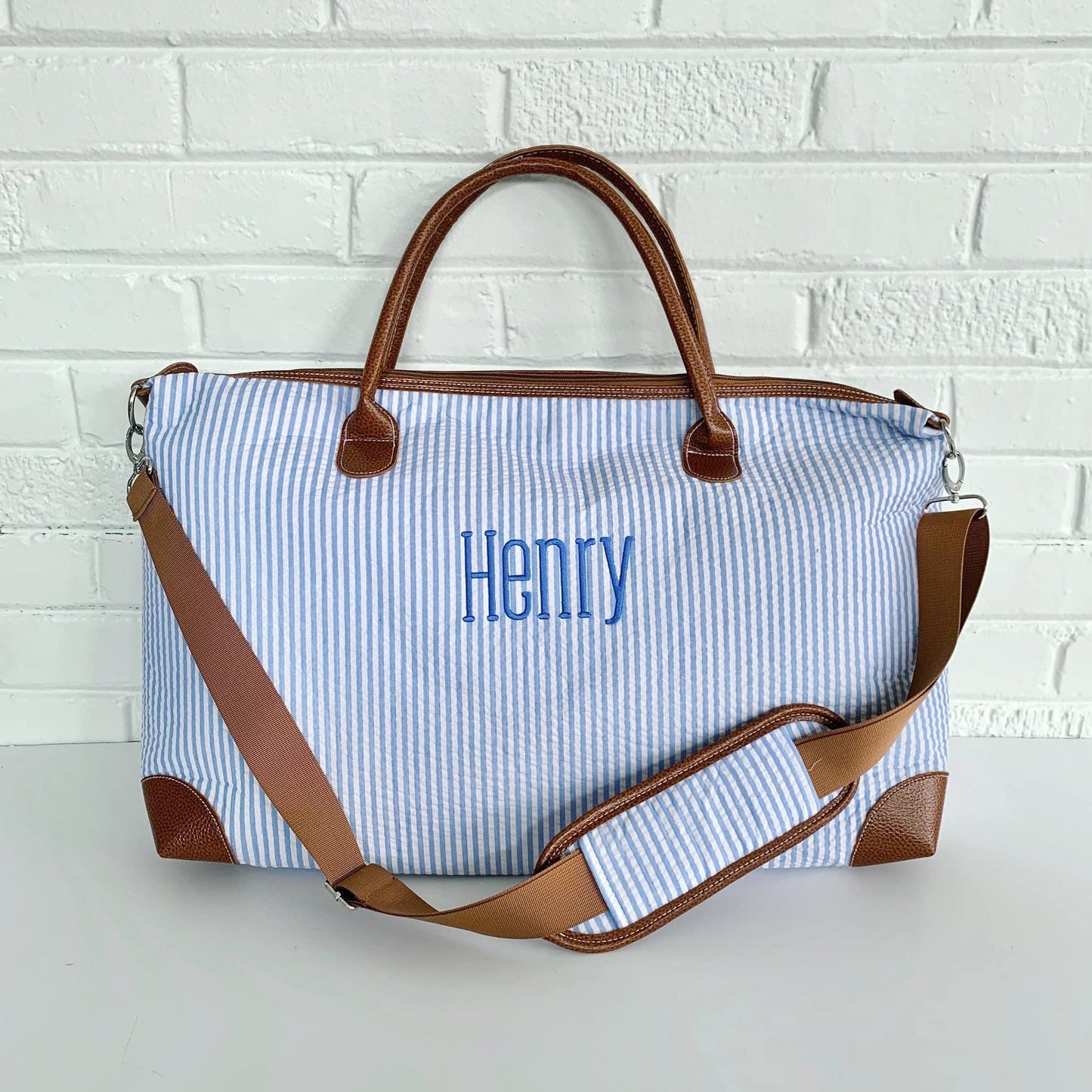 Seersucker Weekender Bag